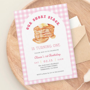 Girl Short Stack Pancake Breakfast Birthday Party Invitation