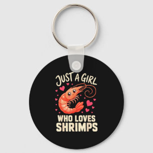 Girl shrimps cajun seafood key ring
