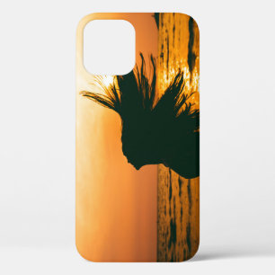 Girl silhouette, sea sunset, freedom. iPhone 12 case