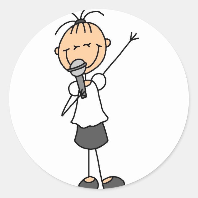 Girl Singer Stick Figure Stickers Sticker (Front)