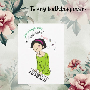 Girl Singing Birthday Song Postcard