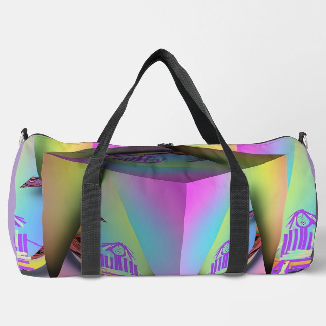 Girl Sitting Down 3-D Duffle Bag (Front)