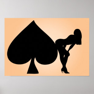 Girl Sitting On Ace of Spades Poster