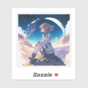 Girl sitting on the edge of space