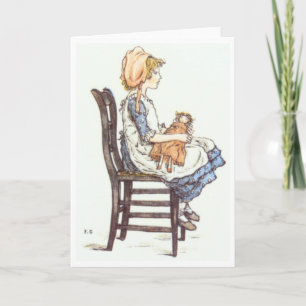 Girl Sitting with Doll, Greeting Card
