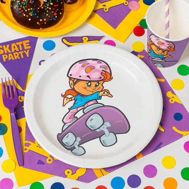Girl Skateboarder Paper Plate (Creator Uploaded)