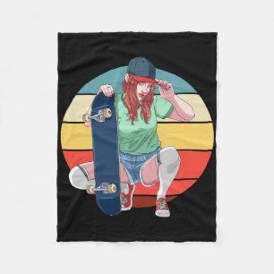 Girl Skater Skateboarder Girls Skateboarding Women Fleece Blanket