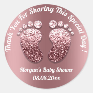 Girl Skinny Feet Baby Shower Favour Thank You Classic Round Sticker