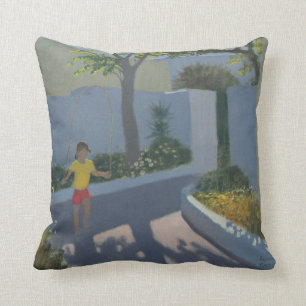 Girl Skipping Santorini 2002 Cushion