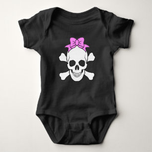 GIRL SKULL AND CROSSBONES BABY BODYSUIT