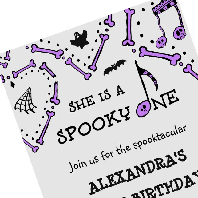 Girl Skull Spooky one Halloween 1st birthday Invitation (Halloween-1st-birthday-Invitation-Girl-Skull-Spooky-one-1)