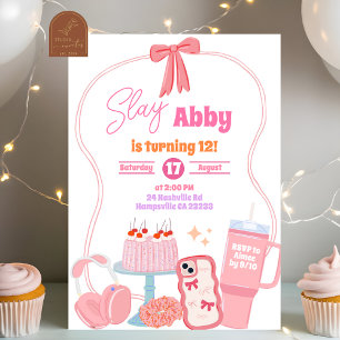 Girl Slay Aesthetic Coquette Tween Party Invitatio Invitation