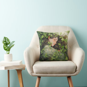 Girl Sleeping in Forest Anime Cushion