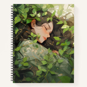 Girl Sleeping in Forest Anime Notebook