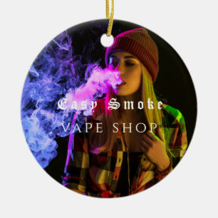 Girl Smoke Vape Shop Ceramic Ornament