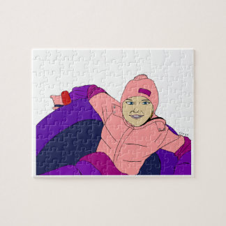 Girl Snow Tubing Jigsaw Puzzle