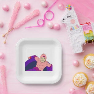 Girl Snow Tubing Paper Plate
