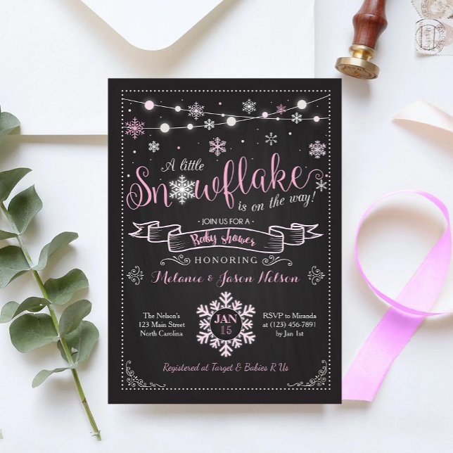 Girl Snowflake Baby Shower Invitation (Creator Uploaded)