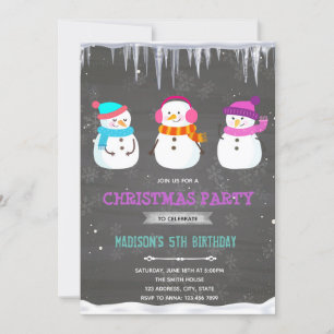 Girl snowman birthday invitation