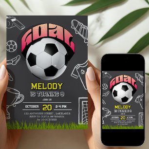 Girl Soccer Ball Birthday Party Invitation