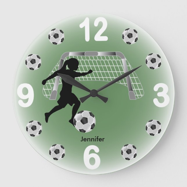 Girl Soccer Ball Player Large Clock (Front)