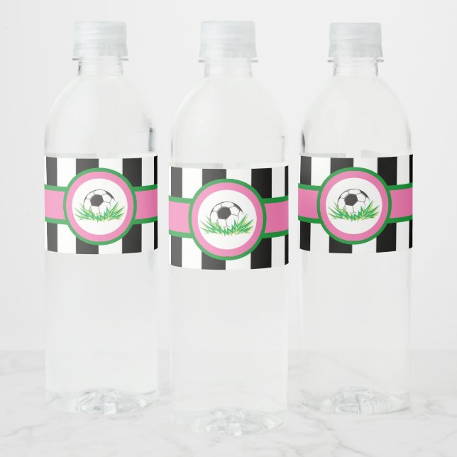 Girl Soccer Birthday Water Bottle Labels (Bottles)