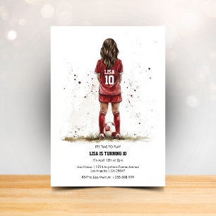Girl Soccer Football Birthday Invitation