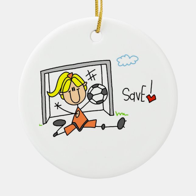 Girl Soccer Goal Keeper T-shirts and Gifts Ceramic Ornament (Front)