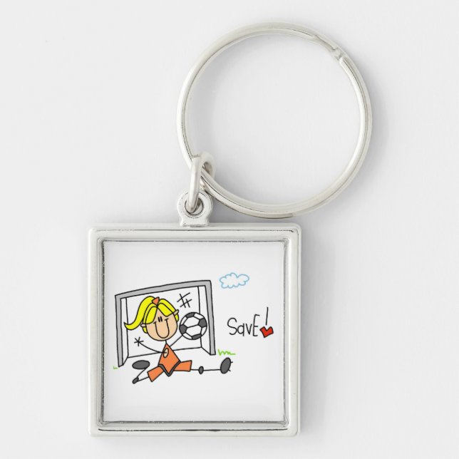 Girl Soccer Goal Keeper T-shirts and Gifts Key Ring (Front)