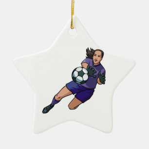 girl soccer goalie graphic ceramic ornament