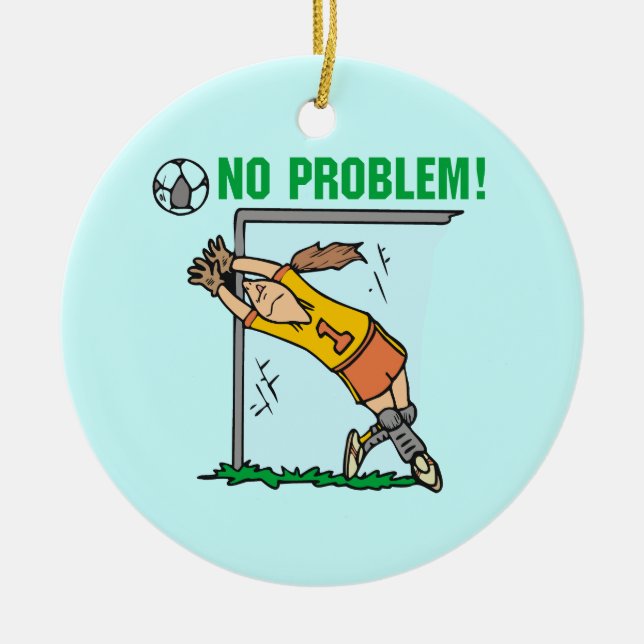 Girl Soccer Goalie T-shirts and Gifts Ceramic Tree Decoration (Front)