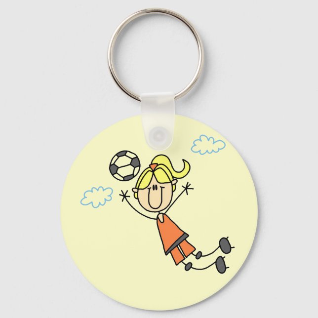 Girl Soccer Jump Tshirts and Gifts Key Ring (Front)
