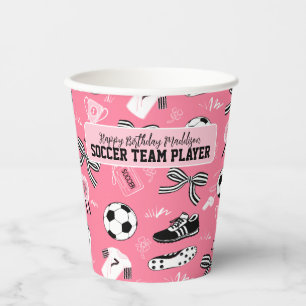 Girl Soccer Player birthday party girly pink  Paper Cups