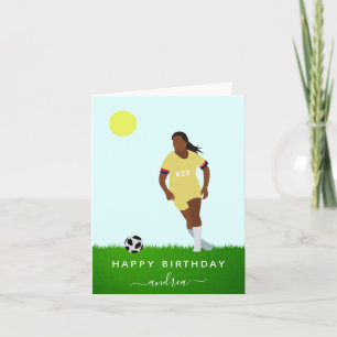 Girl Soccer Player Illustration Name Jersey Number Card