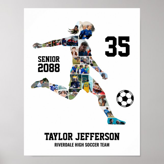 Girl Soccer Team Sports Custom Photo Collage Poster (Front)