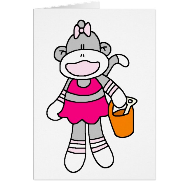 Girl Sock Monkey at Beach (Front)