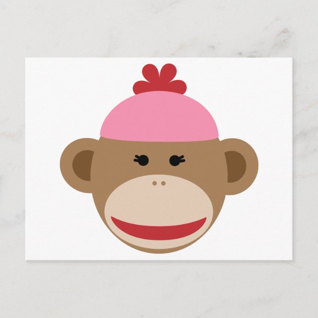 girl sock monkey postcard (Front)
