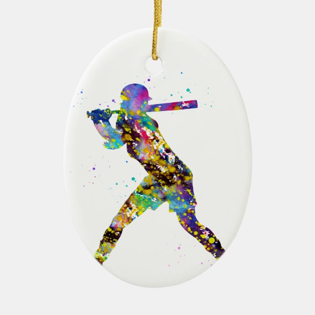 Girl Softball Player Ceramic Ornament (Front)