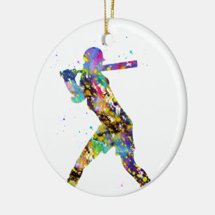 Girl Softball Player Ceramic Ornament