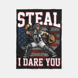 Girl Softll Catcher Steal I Dare You With American Fleece Blanket