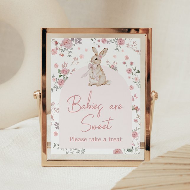 Girl Some Bunny Baby Shower Babies are Sweet Poster (Pink Some Bunny Baby Shower Babies are Sweet Sign)