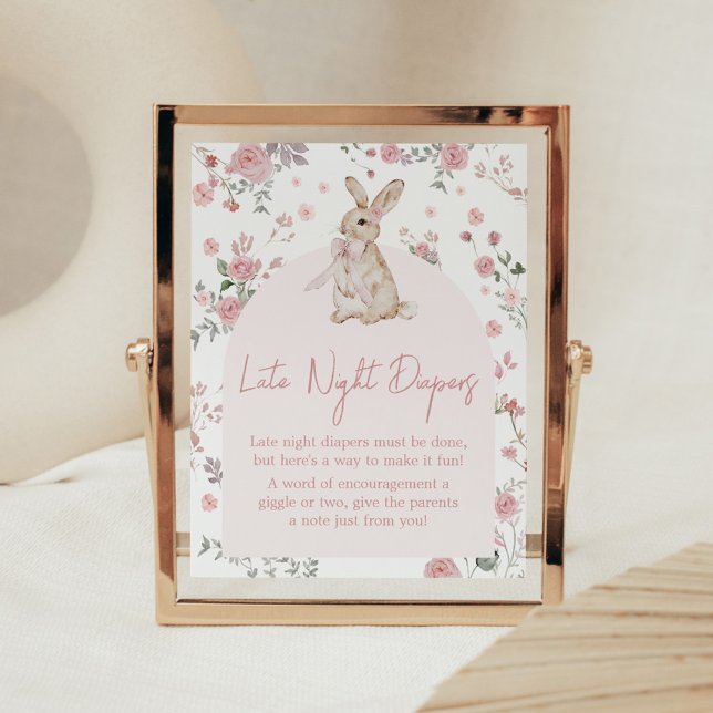 Girl Some Bunny Baby Shower Late Night Diapers Poster (Pink Some Bunny Baby Shower Late Night Diapers Sign)