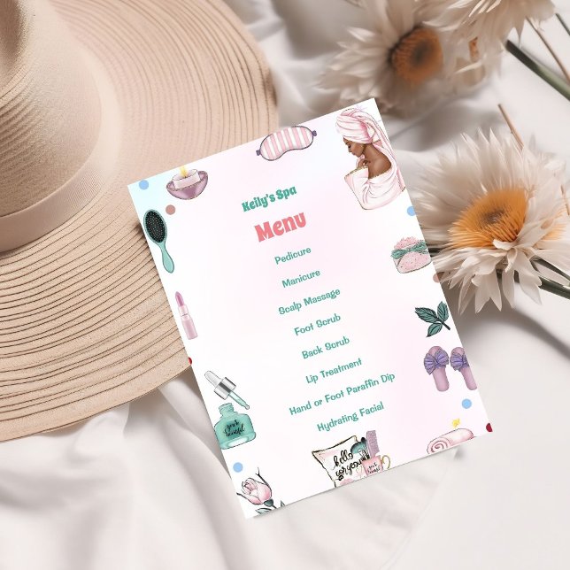 Girl Spa Birthday Party Menu (Creator Uploaded)