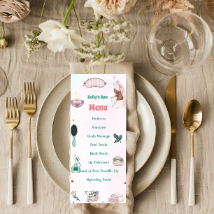 Girl Spa Birthday Party Menu