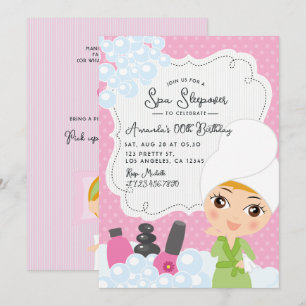 Girl Spa Sleepover Birthday Party Invitation