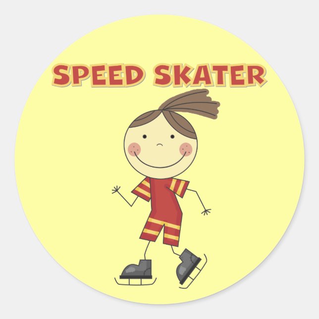 Girl Speed Skater Tshirts and Gifts Classic Round Sticker (Front)