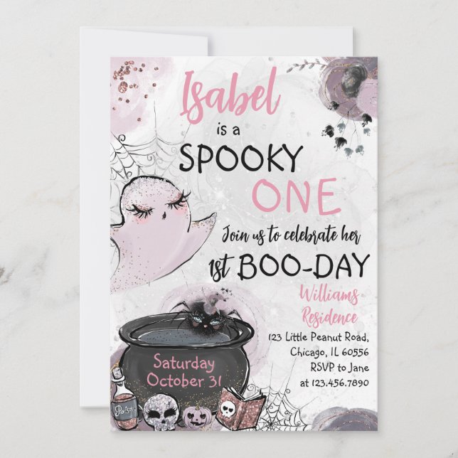 Girl Spooky One Halloween Birthday Invitation (Front)