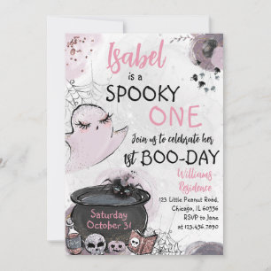Girl Spooky One Halloween Birthday Invitation