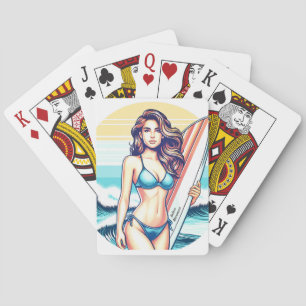 Girl Sport & Surfing Playing Cards