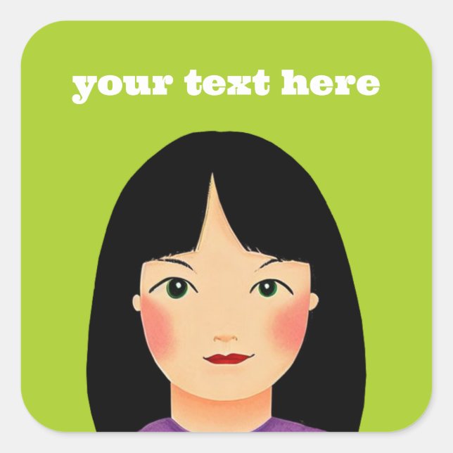 Girl Square Sticker (Front)